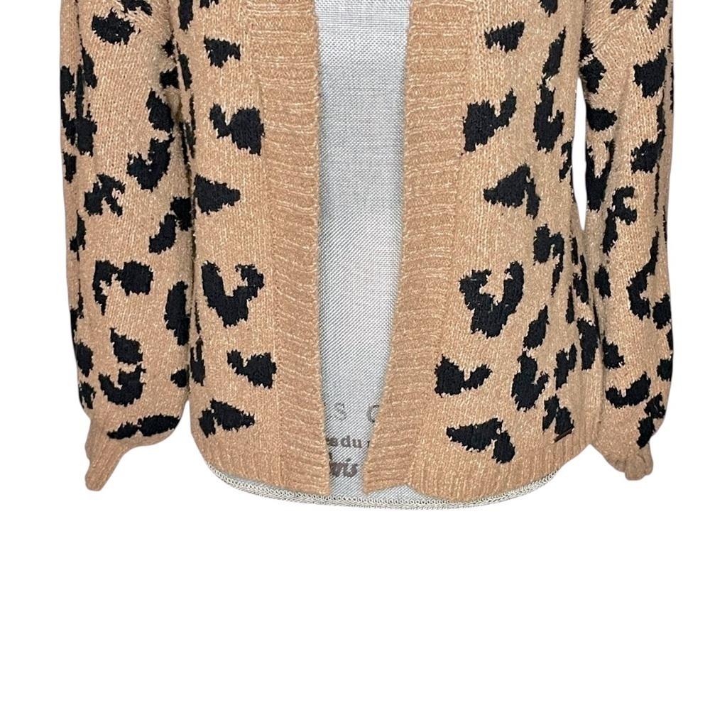 Abercrombie & Fitch Leopard Print Open Front Cardigan Sweater Tan Black XS - Picture 7 of 15